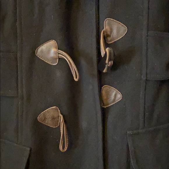 American Eagle black wool fur hooded toggle jacket - Picture 4 of 8